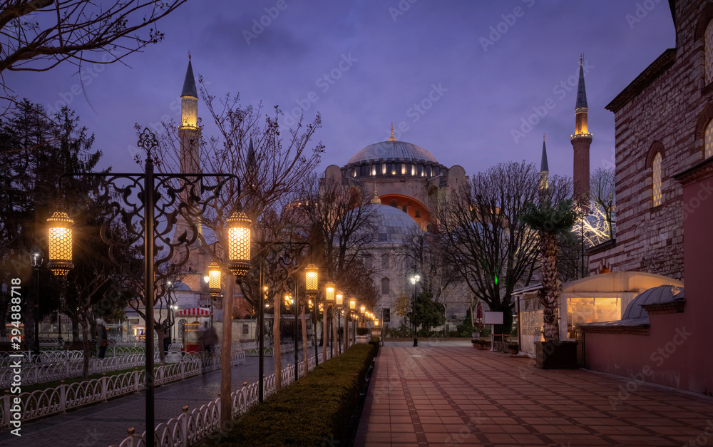 Beautiful evening view on Hagia Sophia in Istanbul