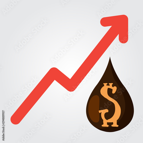 Arrow graph of the exchange rate of the raw material logo on a white background
