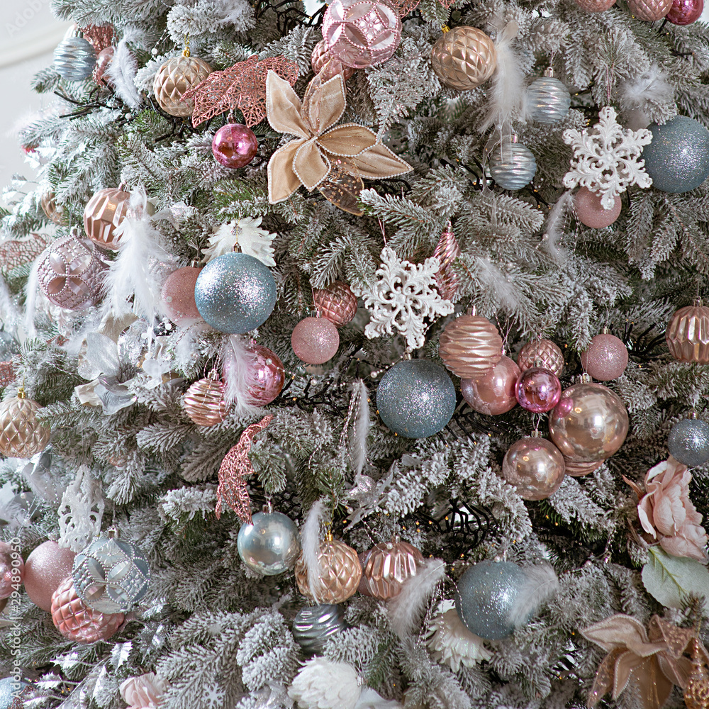 Fototapeta premium christmas tree with handmade stylish decorations 