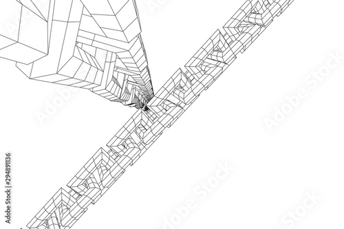 Wireframe BlockChain links. Chain wireframe low poly mesh vector illustration