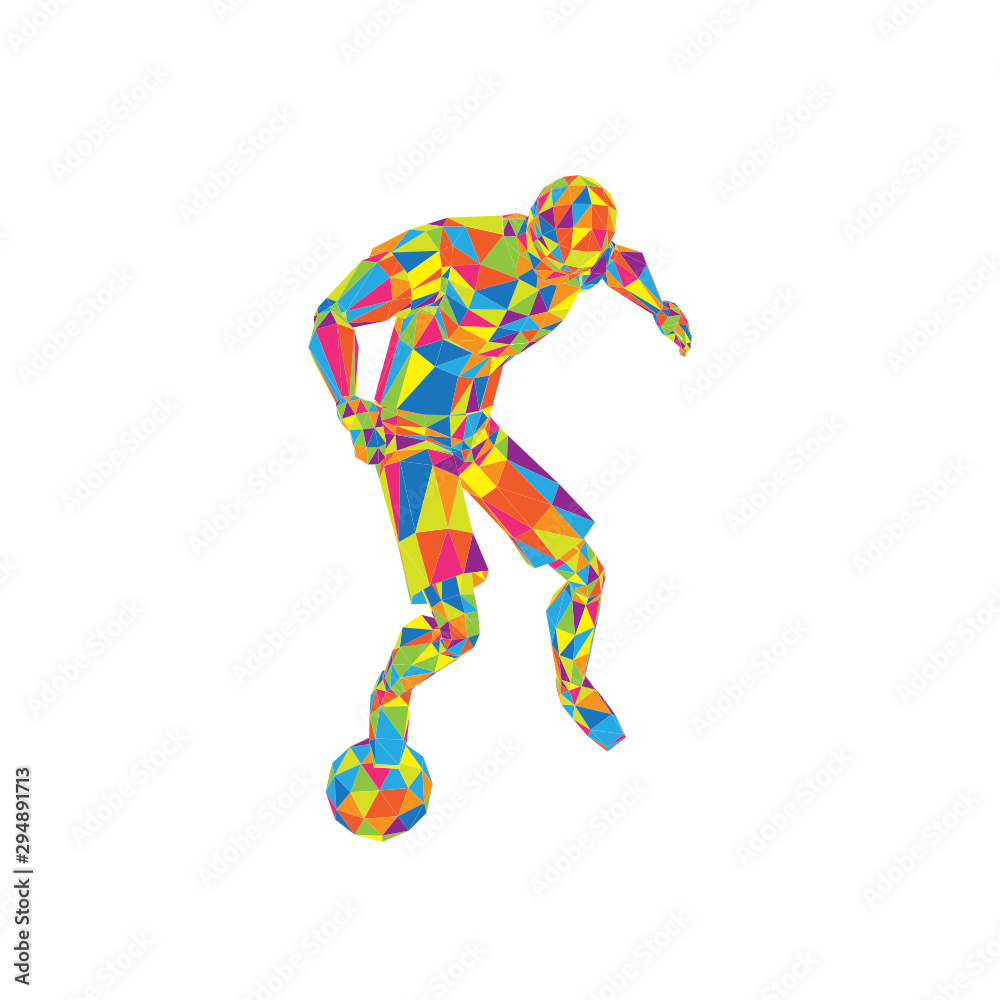 Soccer Player vector football sport triangulation isolated pose