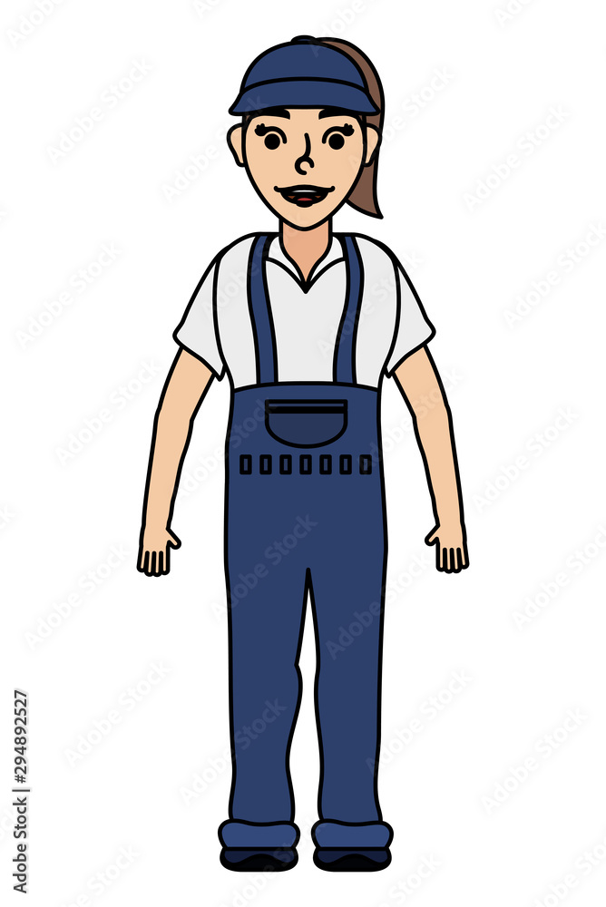 female young mechanic worker avatar character