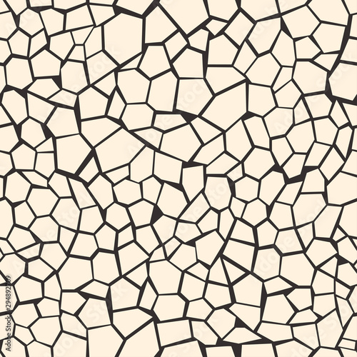 Bright seamless pattern. Light mosaic from polygons on black background. © Yana