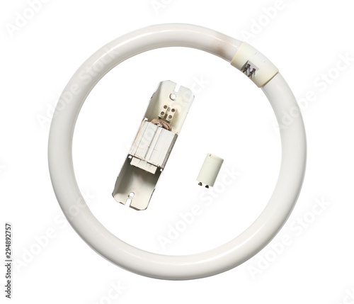 Fluorescent lamp ballast starter kit set (with clipping path) isolated on white background