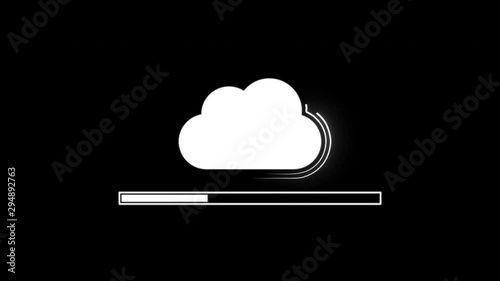 Loading bar with cloud symbol, isolated on black background