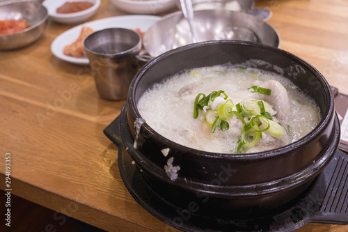 Canvas Print Traditional samgyetang, chicken soup with ginseng, Korean food.