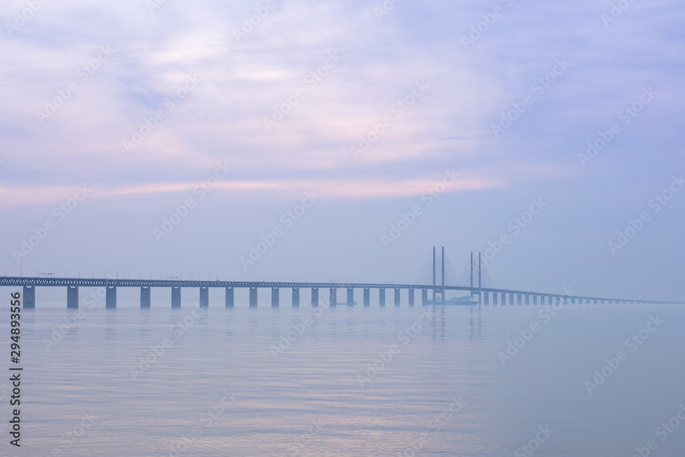 Oresund Bridge in Malmo, Sweden at sunrise Oresund Bridge in Malmo, Sweden at sunrise