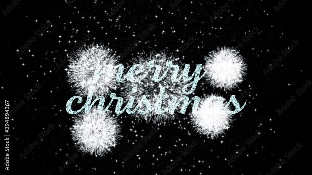 nimation particles firework merry chrismas text reveal on night sky , Celebration,festival concept.