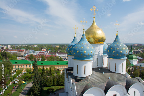 Holy Trinity Sergiev Lavra in Sergiev Posad. Domes of the assumption Cathedral. photo