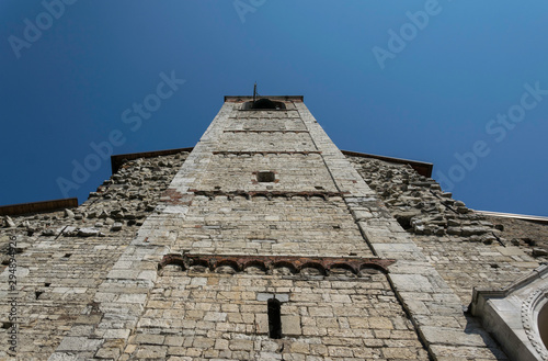 Perspective view of a medieval church made with stone