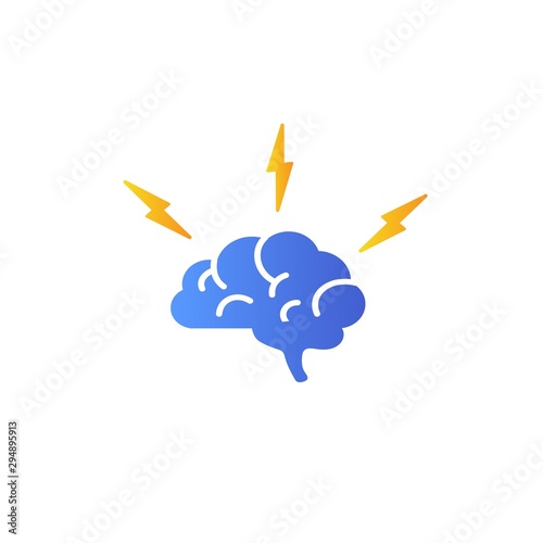 Brain with lightning, brainstorming vector icon vector icon