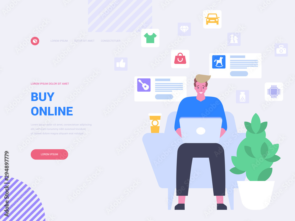Buy online landing page vector template