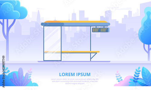 Bus stop flat banner vector template