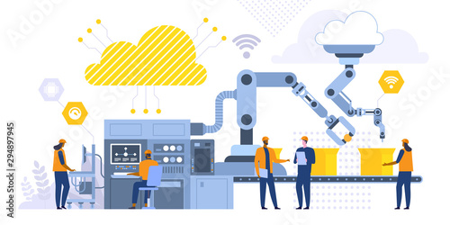 Automated production flat vector illustration