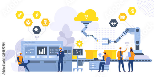 Manufacturing system flat vector illustration