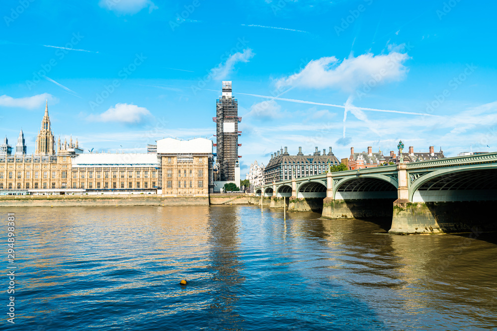 Naklejka premium Big Ben and Westminster Bridge in London, UK
