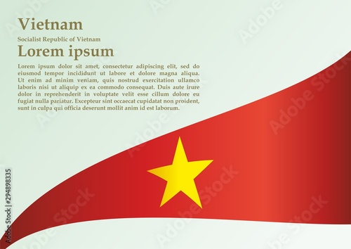 Flag of Vietnam, Socialist Republic of Vietnam, template for award design, an official document with the flag of the Socialist Republic Of Vietnam. Bright, colorful vector illustration