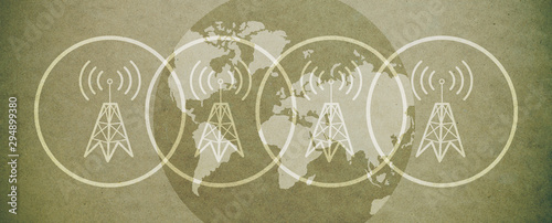 Obraz na plátně Vintage international broadcasting background