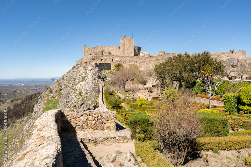 Village of Marvao and castle on top of a mountain in Portugal