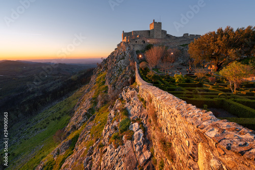 Village of Marvao and castle on top of a mountain in Portugal photo