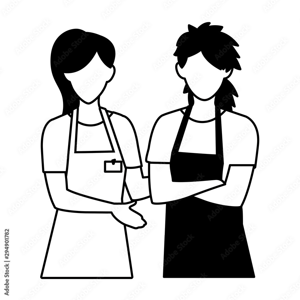Isolated seller man and woman vector design Isolated seller man and woman vector design