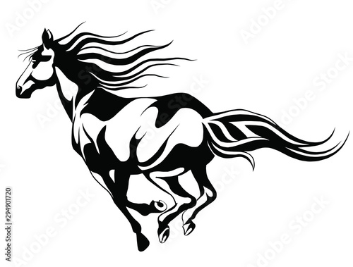 galloping wild horse, vector graphics