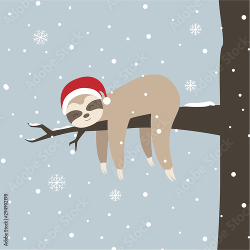 Cute and lazy Christmas sloth