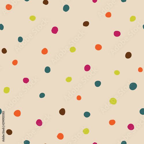 Vector hand-drawn polka dot seamless pattern background