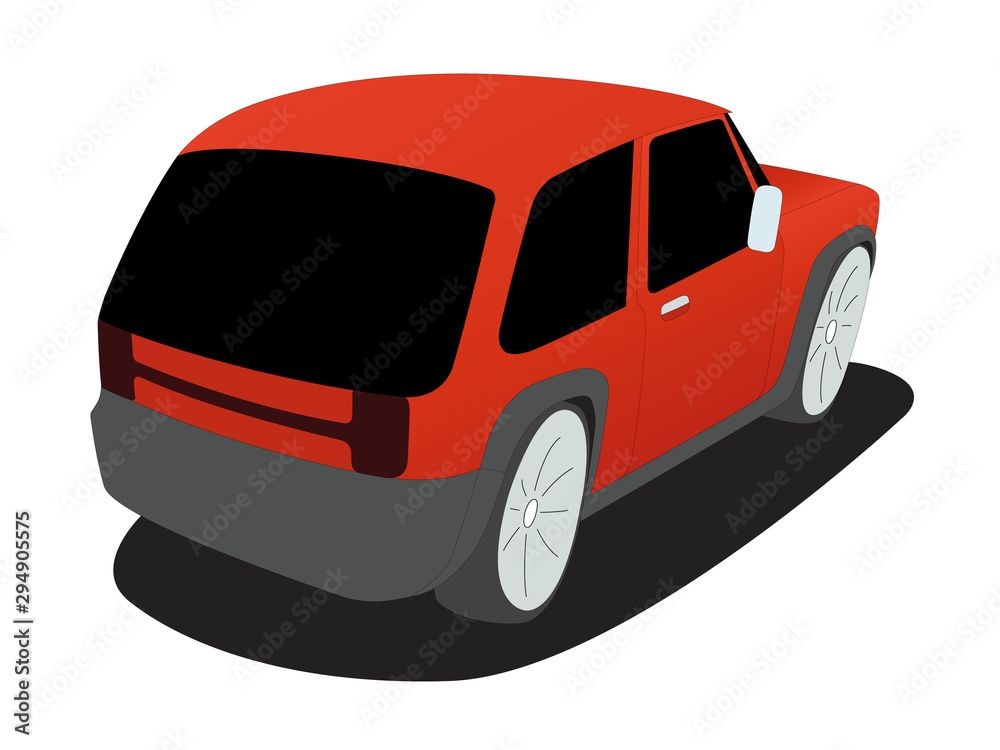 red SUV realistic vector illustration