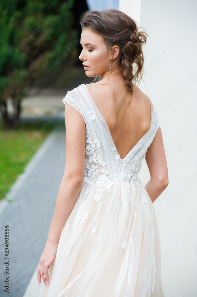 Charming Outdoor Bridal Portrait with wedding bouquet Charming Outdoor Bridal Portrait with wedding bouquet