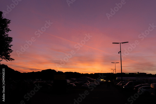 Beautiful sunset over the Theresienwiese during the Oktoberfest in Munich, Germany. photo