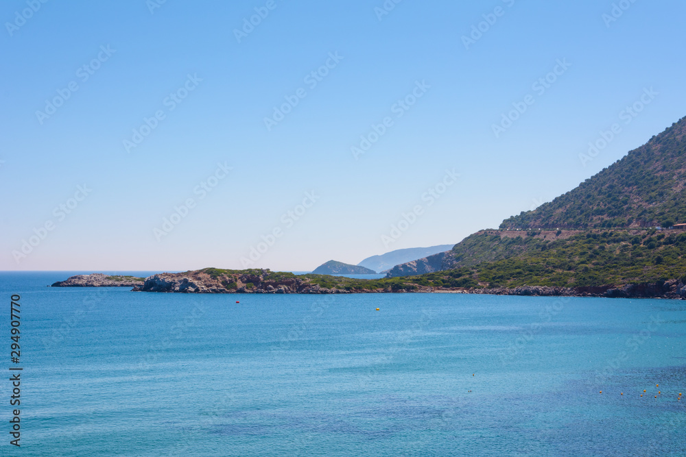 view of the sea Bay, mountains and rocky Islands. blue calm water