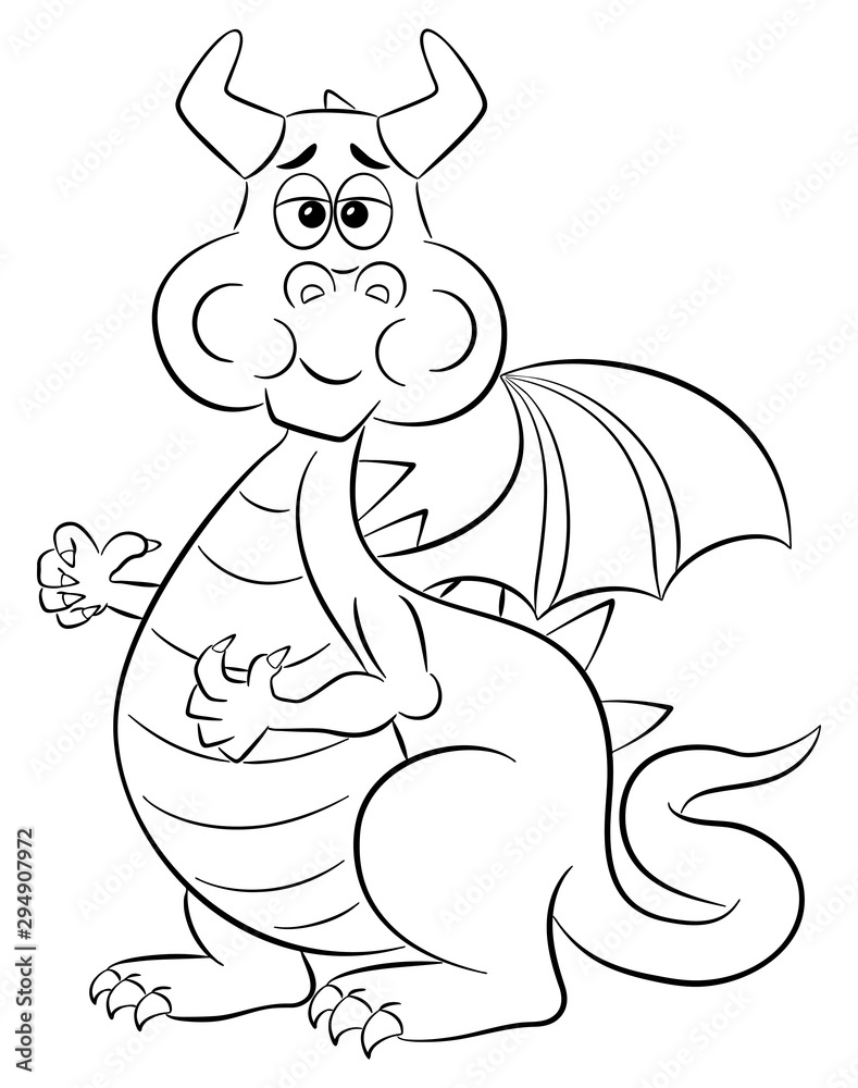 chewing cartoon dragon with a full mouth chewing cartoon dragon with a full mouth