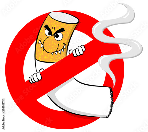 no smoking sign with cartoon cigarette