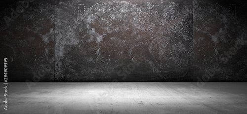 Dark Stained Grunge Wall and Floor Background Metal and Concrete Look