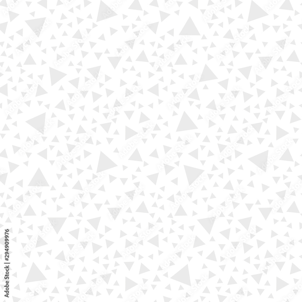 Seamless background made of light gray triangles of different sizes placed chaotic on white background Seamless background made of light gray triangles of different sizes placed chaotic on white background