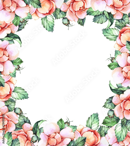 frame of beige roses