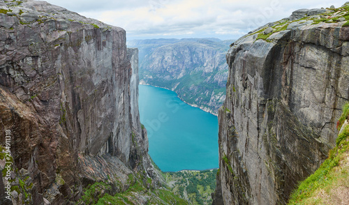 Norway Kjerag cliff Panorama