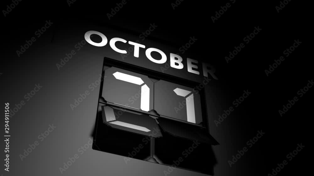 October 21 date. digital calendar change to October 21 animation October 21 date. digital calendar change to October 21 animation