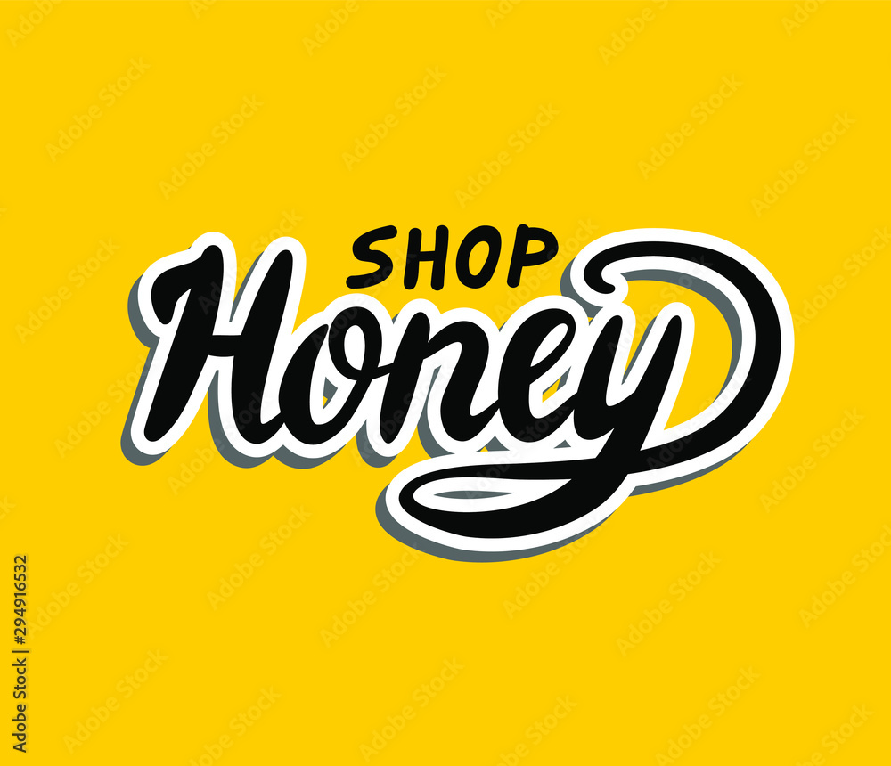 Fototapeta premium Honey shop vector lettering.