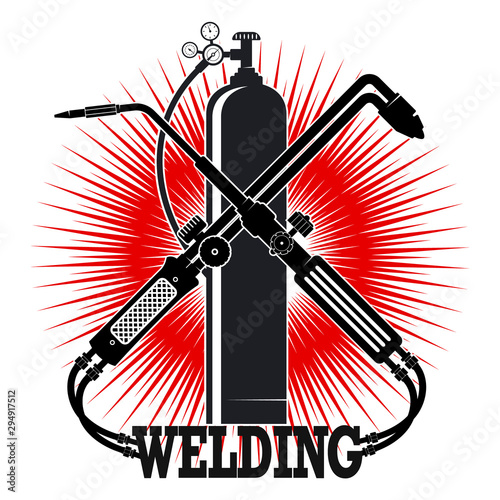 Welding machine and oxygen cylinder silhouette