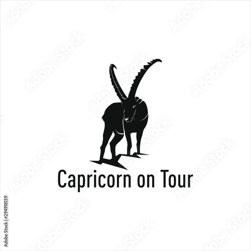 Capricorn logo tourism design stock , vector image and zodiac design