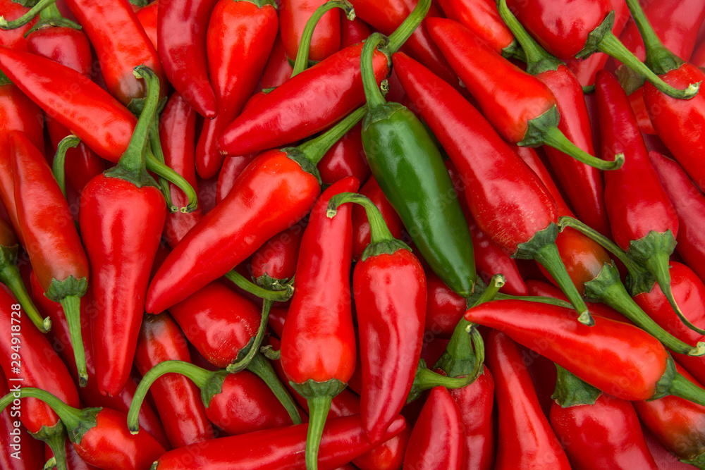 Large crop of  hot chili peppers