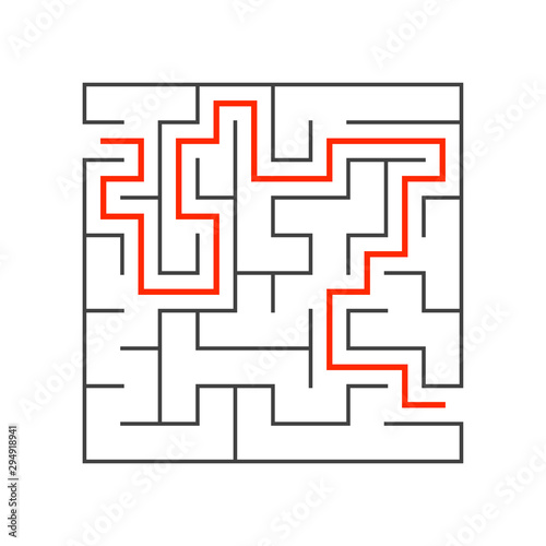 Abstact labyrinth. Educational game for kids. Puzzle for children. Maze conundrum. Find the right path. Vector illustration.