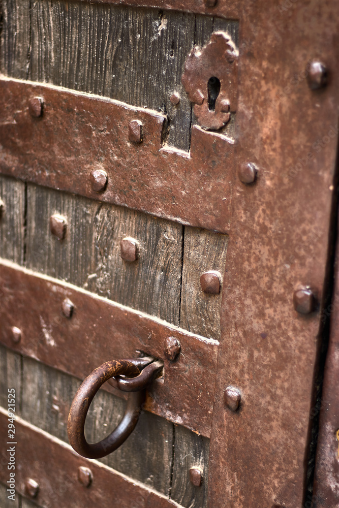  Old wooden door with ring