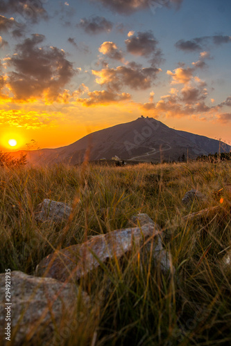 Obraz na płótnie Snezka, highest mountain of Giant Mountains, Czech Republic w salonie