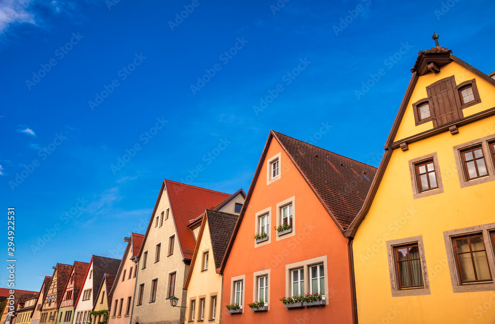 Colorful houses of Rothenburg ob der Tauber Old Town Bavaria Germany