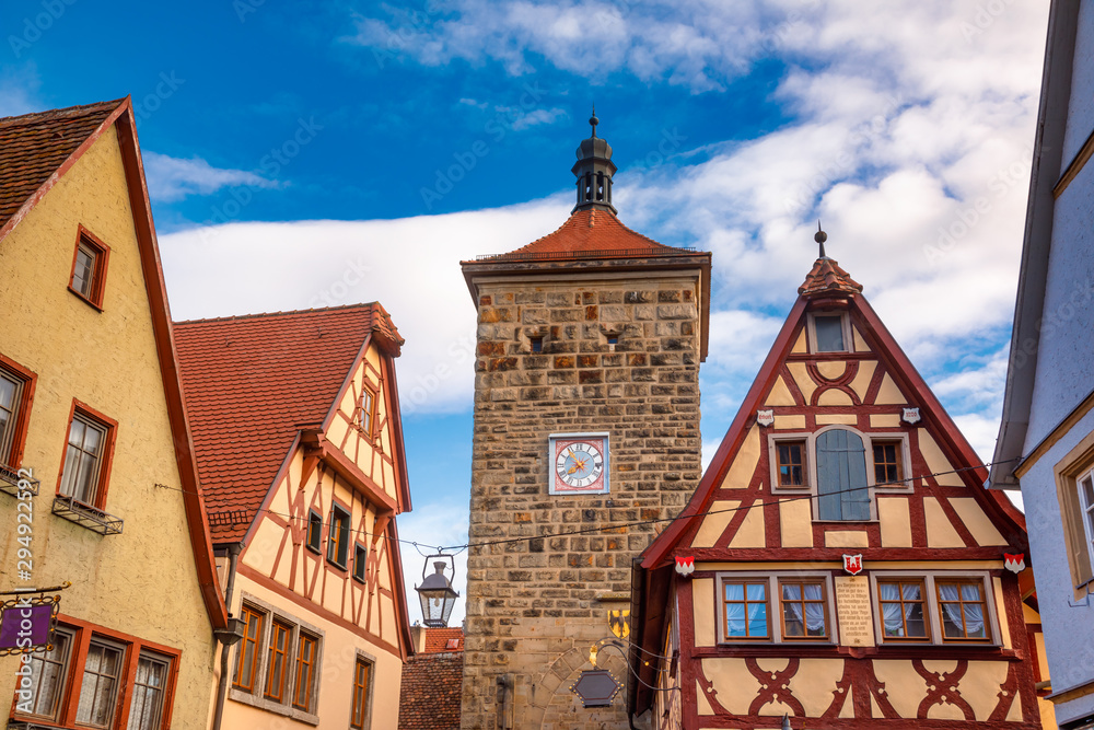 Half-timbered houses Rothenburg ob der Tauber Old Town Bavaria Germany