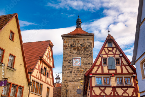 Half-timbered houses Rothenburg ob der Tauber Old Town Bavaria Germany