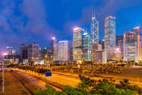 Hong Kong downtown sunset twilight